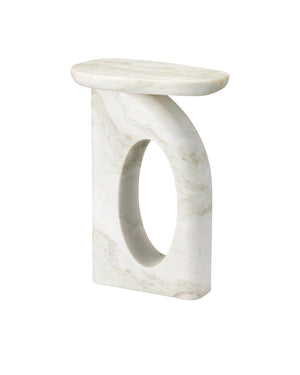 Currey & Company Bilbao Onyx Accent Table - Dramatic Design With Asymmetrical Top And Unique Veining For Stylish Décor White Aravali Onyx 3000-0327-currey-company