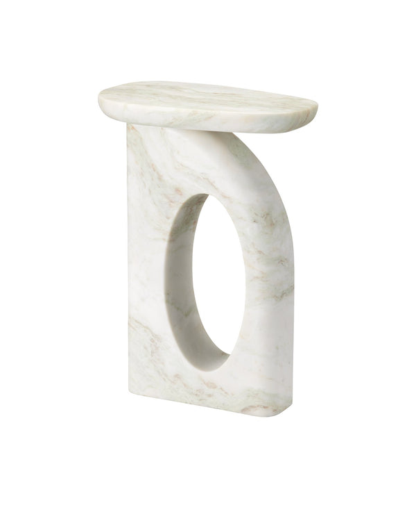 Currey & Company Bilbao Onyx Accent Table - Dramatic Design With Asymmetrical Top And Unique Veining For Stylish Décor White Aravali Onyx 3000-0327-currey-company