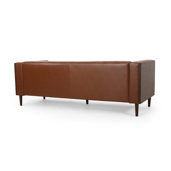 English Elm 3-seater Diamond Tufted Contemporary Sofa Deep Seated Living Room Couch with Pillows Light Brown 70630.00A_70630.00B