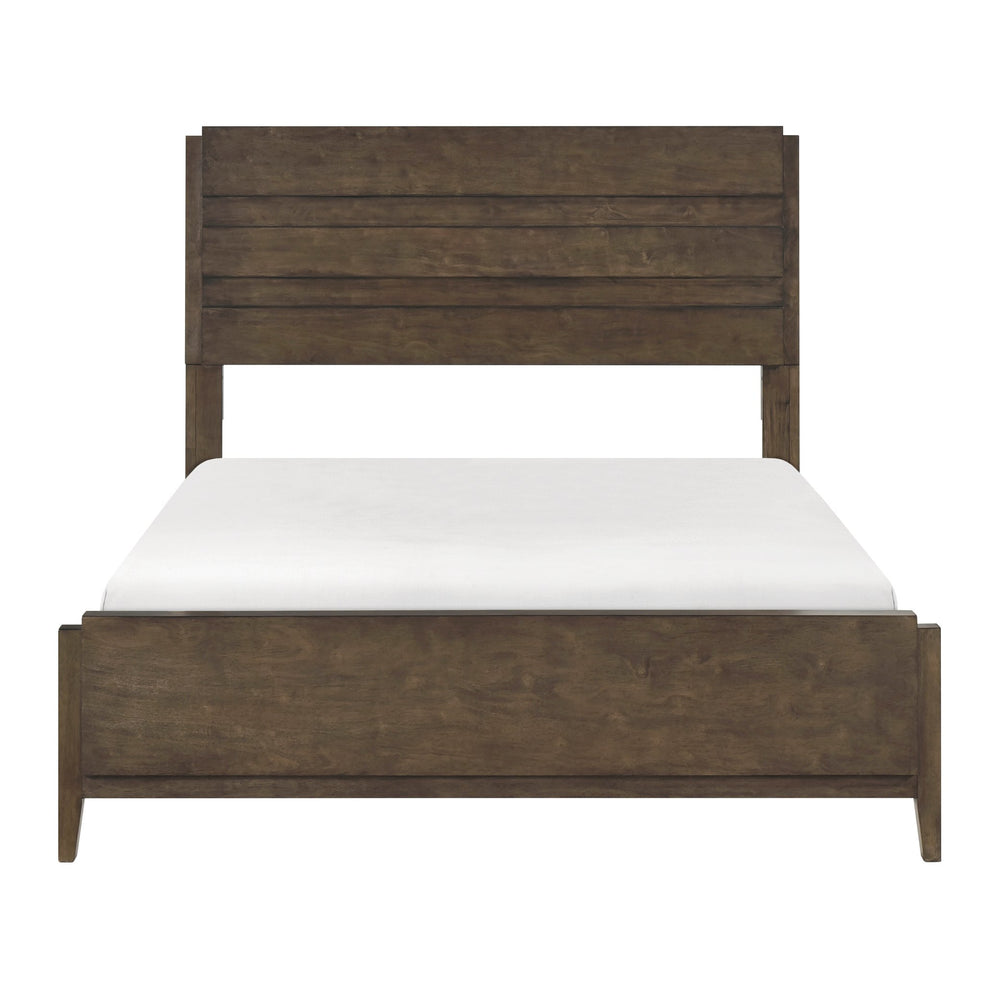 English Elm Classic Elegant Queen Bed with Rich Warm Finish, Solid Rubberwood Frame, Sturdy Slatted Headboard and Footboard, Timeless Panel Design Dark Walnut 84.75 L x 6.5 W x 4 H B011S01722