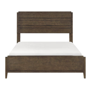 English Elm Classic Elegant Queen Bed with Rich Warm Finish, Solid Rubberwood Frame, Sturdy Slatted Headboard and Footboard, Timeless Panel Design Dark Walnut 84.75 L x 6.5 W x 4 H B011S01722