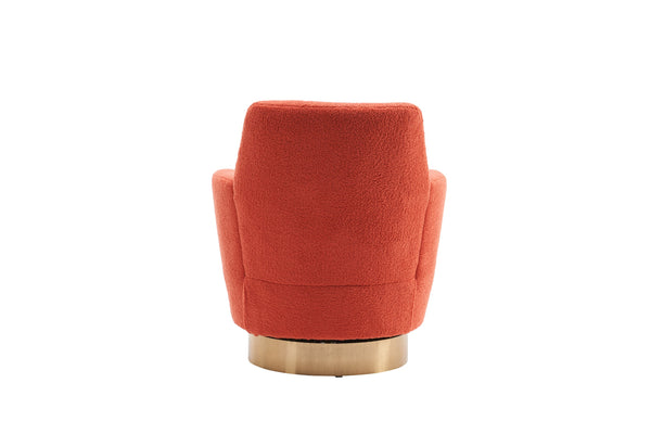 English Elm Teddy Round Swivel Barrel Chair with Gold Base — Plush Teddy Upholstery, 360° Comfort Seat, 300lb Capacity W1361P172477