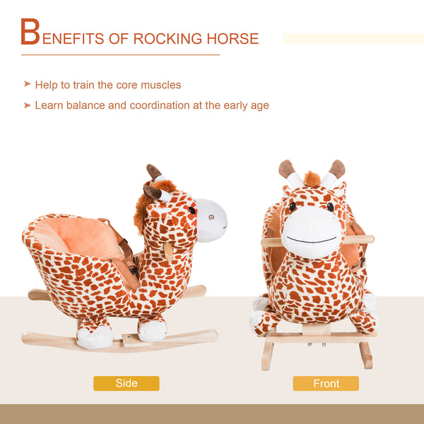 English Elm Qaba Giraffe Plush Toddler Rocking Ride on Toy with Sound and Safety Belt W2225P200647