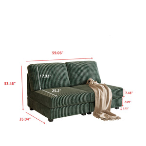 English Elm Double-seater Corduroy Sofa with Coil Spring Support for Casual Living Rooms W1793P248670