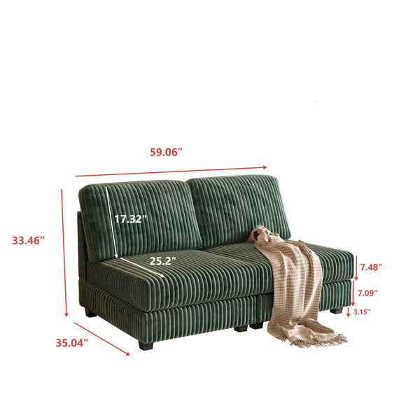 English Elm Double-seater Corduroy Sofa with Coil Spring Support for Casual Living Rooms W1793P248670