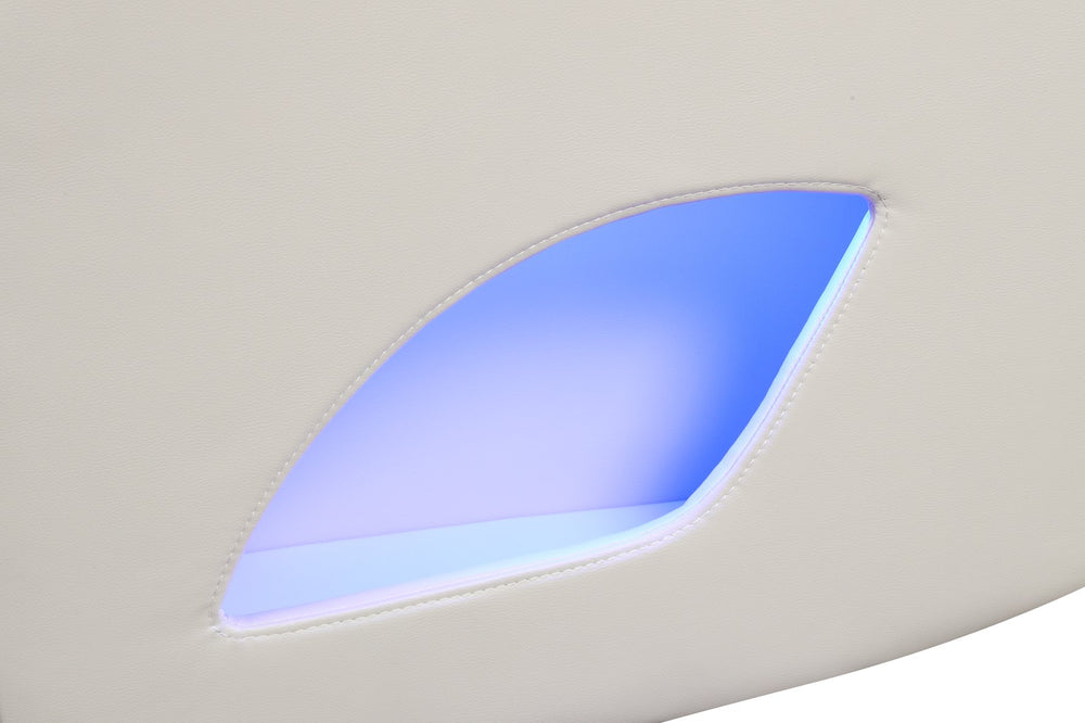 English Elm Fortuner Recliner Sofa With Massage & Led Accents – Modern Design, Faux Leather, Beige Comfort B009P287718