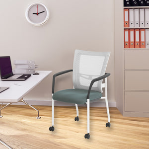 OSP Home Furnishings Progrid® Mesh Back Guest Chair with Lumbar Support Padded Seat and Metal Frame Grey 8840W-2M