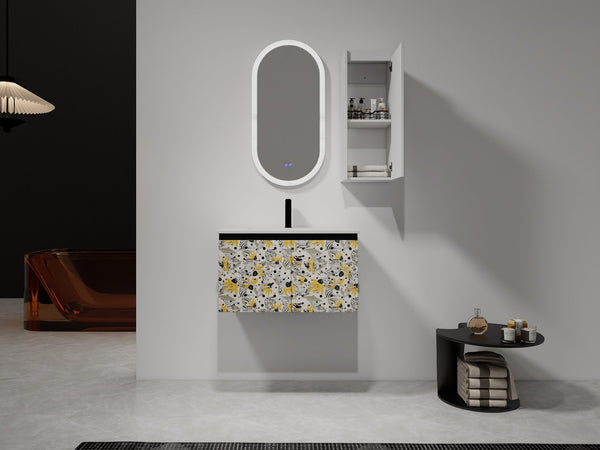 English Elm 12" Bathroom Side Cabinet - Space-Saving Wall-Mount Design With Soft-Close Doors & Modern Style W999P248644