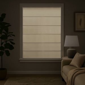 English Elm 1PC Cordless Roman Blind 27x64" Galen Matte Fabric Blackout Polyester Window Panel, Durable Coating Ivory 4.96 L x 9.25 W x 8.07 H B035P341196
