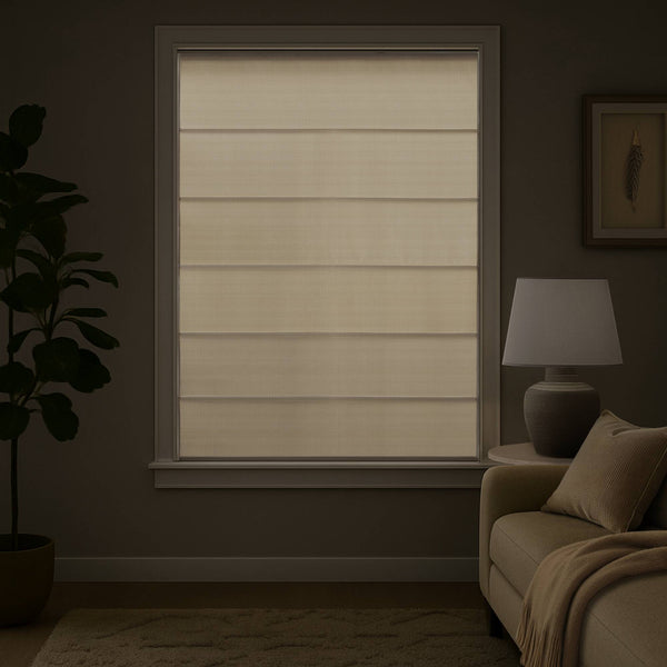 English Elm 1PC Cordless Roman Blind 27x64" Galen Matte Fabric Blackout Polyester Window Panel, Durable Coating Ivory 4.96 L x 9.25 W x 8.07 H B035P341196
