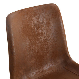 English Elm Table and Chair Set Seats Six with Wood Grain Top and Upholstered Brown W1151S03575