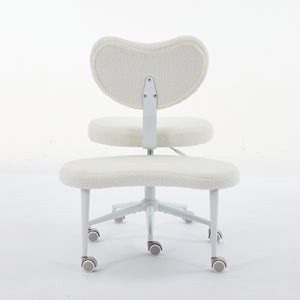 English Elm Meditation Chair Plus patented active seating with lumbar support, swivel footstool & memory foam comfort Ivory W1143P314942