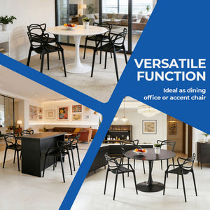 English Elm Pvc Sleek Matte Black Dining Chair Set of 4 for Kitchen Studio or Cafe Use W3766P436153