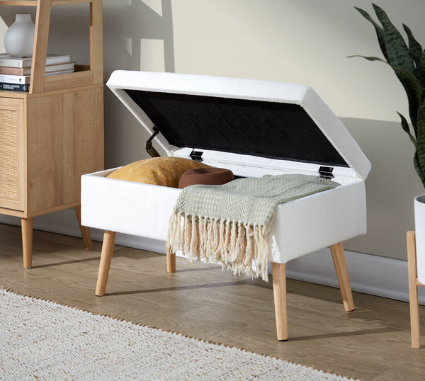 English Elm Storage Bench with Button Tufted Velvet Seat and Gold Tapered Legs for Bedroom B202P471493
