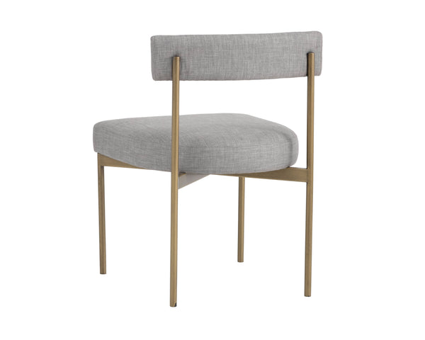 Sunpan Seneca Dining Chair Set of 2 - Modern Open Back Design with Stylish Steel Frame for Contemporary Homes Antique Brass / Arena Cement