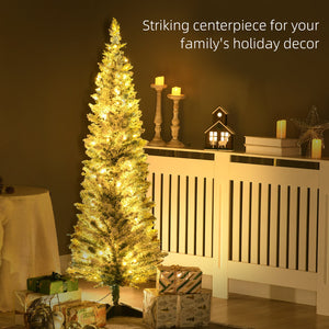 English Elm Homcom 5' Slim Pre-Lit Noble Fir Christmas Tree With 110 Led Lights - Perfect For Small Spaces! W2225P249653