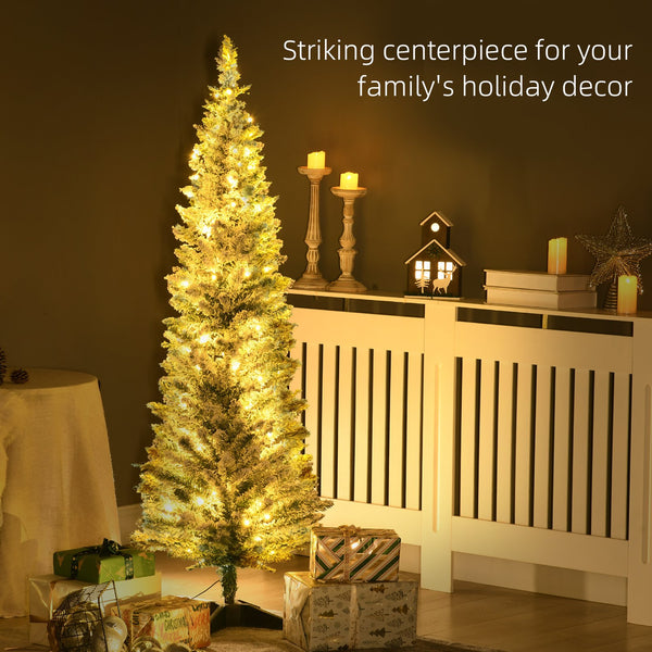 English Elm Homcom 5' Slim Pre-Lit Noble Fir Christmas Tree With 110 Led Lights - Perfect For Small Spaces! W2225P249653