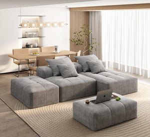 English Elm Modern Modular Sectional Sofa Set In Sparkling Chenille - 4-Piece Diy Design With Ottoman & Pillows W1885S00056