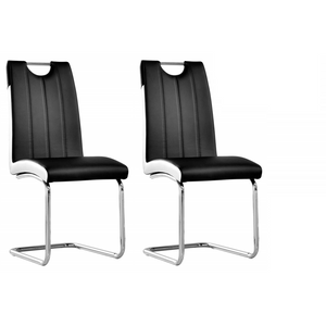 English Elm Dining Chair Set Two Tone Faux Leather High Back with Chrome Legs Modern Kitchen Black White B011P439057
