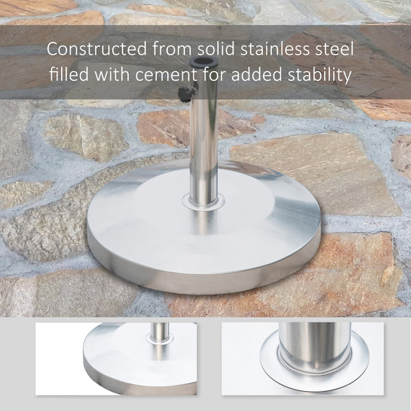 English Elm Round Mirror Polish Stainless Steel Weighted Patio Umbrella Base with Cement Core T3971P383908