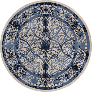 Unique Loom La Jolla Traditional Machine Made Floral Rug Ivory and Blue, Blue/Light Blue/Navy Blue 12' 2" x 12' 2"