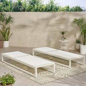 English Elm Christopher Knight Home® - MODESTA Chaise Lounge Set with Rust‑Resistant Aluminum Frame, Breathable Mesh, 5‑Position Adjustable Comfort White 62397.00WHIMP2