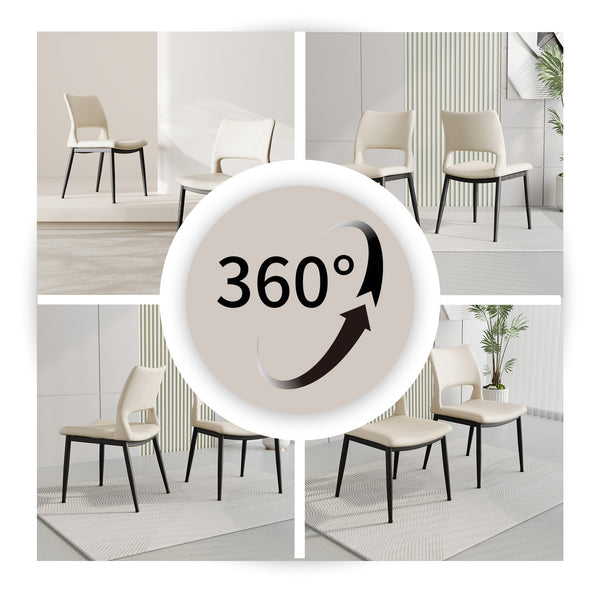 English Elm Modern Minimalist White Pu Leather Dining Chairs Set Of 2 - Stylish Comfort For Home Or Office W1727P251121