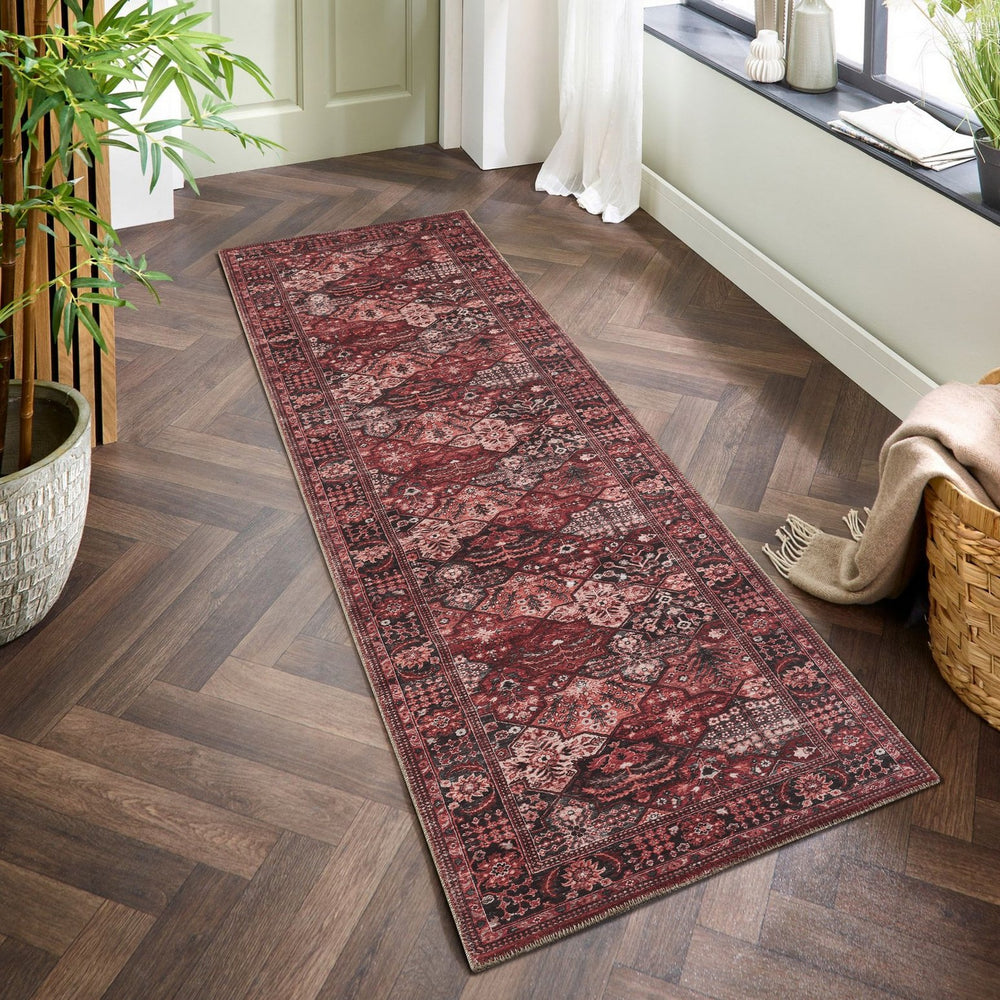 English Elm Majestic Handmade Traditional Runner Rug Stain Resistant Polyester Entryway Accent B186P428886