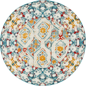 Unique Loom Rosso Piazza Machine Made Border Rug Multi, Black/Blue/Gold/Red 8' 0" x 8' 0"