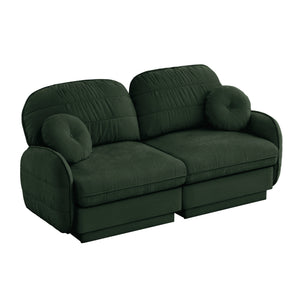 English Elm Chenille Cloud Loveseat with Quilted Back Cushions Deep Foam Seat Modern Living Room Sofa Green W714S01765