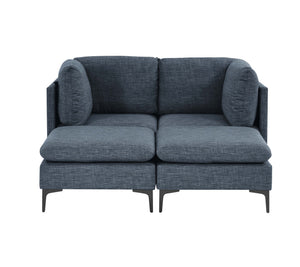 English Elm Linen Modular Sectional Sofa with Black Metal Legs Mid-century Living Room Seating B2748S00116