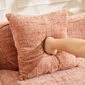 English Elm Pink Curved Two-Person Chenille Sofa with Armrests & 2 Pillows — Compact, Spring-Foam Support W3612P350755