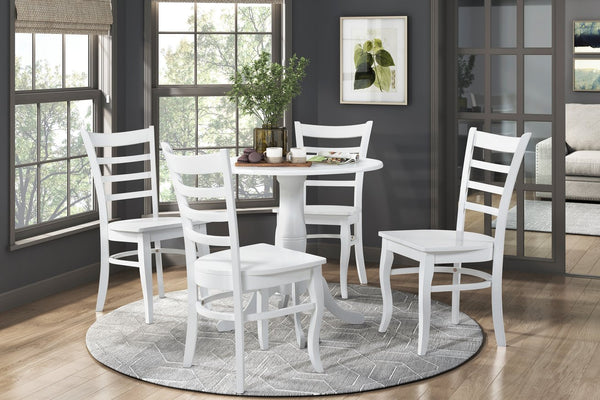 English Elm White Ladder-Back Dining Chairs Set of 2 - Farmhouse Wooden Side Chairs, Contoured Seats, 18" Height B011P188439