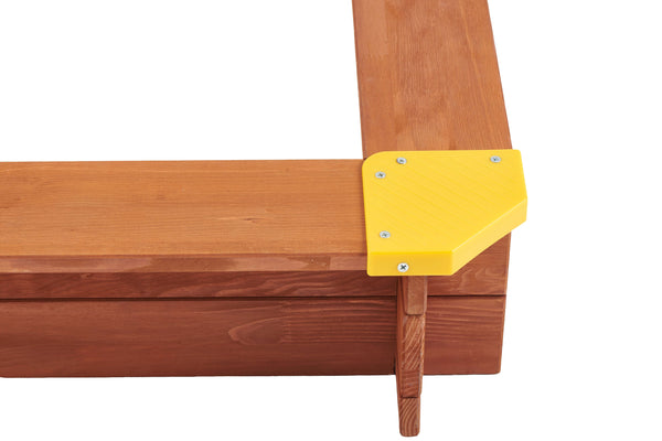 English Elm Kids Cedar Sandbox with Adjustable Canopy Corner Seating Outdoor Backyard Play D720094431