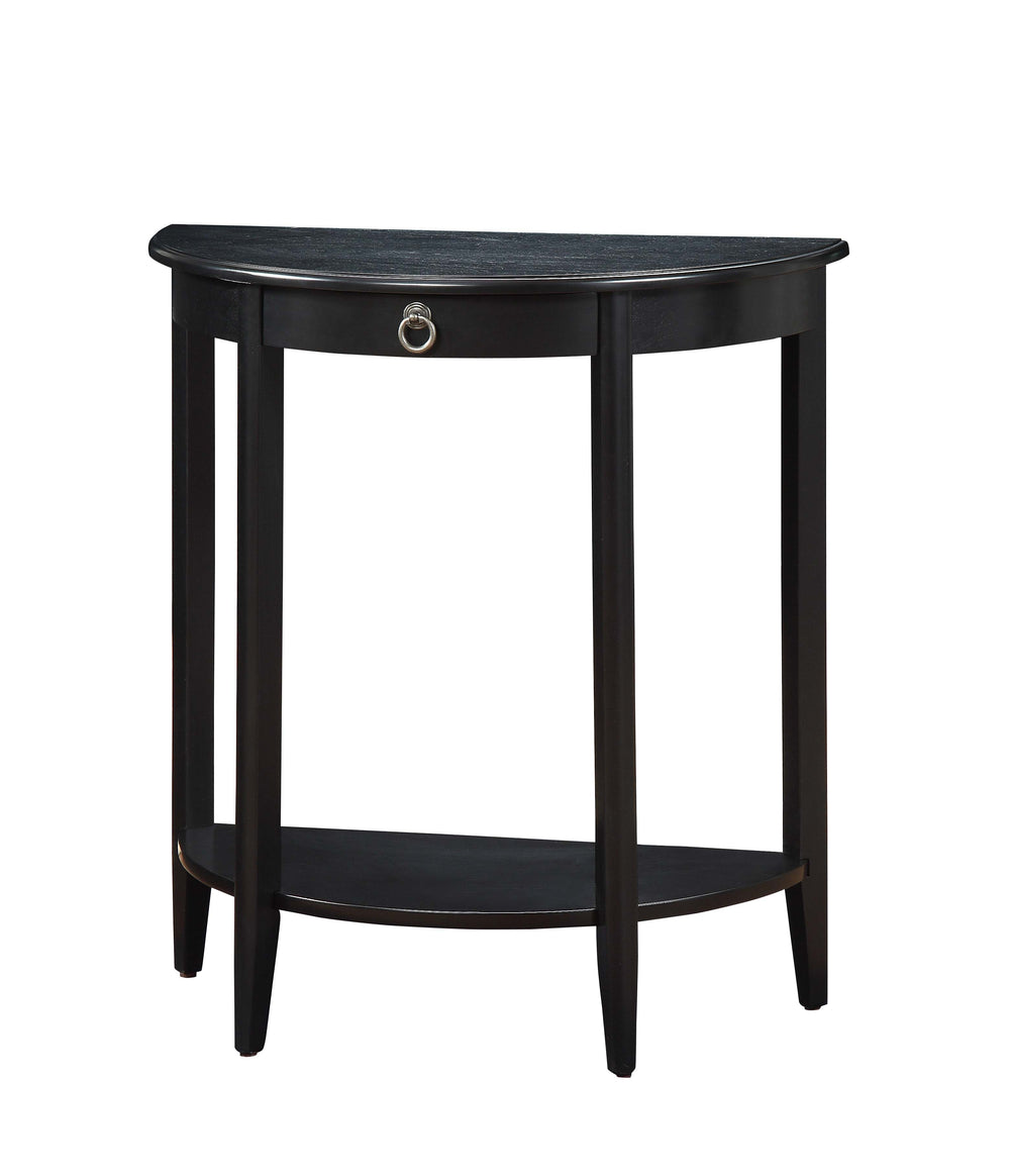English Elm Justino Black Finish Half Moon Console Table with Drawer & Open Shelf, Pine Legs, 50lb Limit B2726P401497