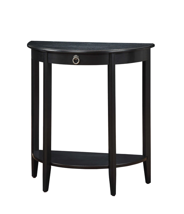 English Elm Justino Black Finish Half Moon Console Table with Drawer & Open Shelf, Pine Legs, 50lb Limit B2726P401497