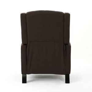 English Elm Classic Club Chair in Dark Grey Fabric with Birch Legs and Push Back Recline 61371.00COF