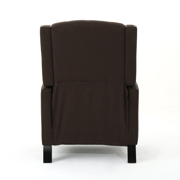 English Elm Classic Club Chair in Dark Grey Fabric with Birch Legs and Push Back Recline 61371.00COF