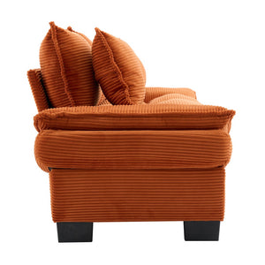 English Elm Corduroy Modern Sofa Sleeper Loveseat with Double-Layer Cushions, Two Pillows, Sturdy Frame 84" Orange W676P227342