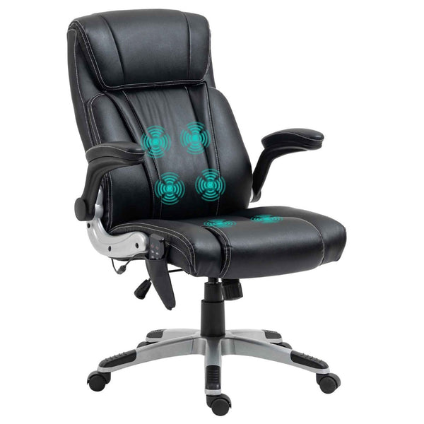English Elm Vinsetto Executive Massage Office Chair - Ergonomic Faux Leather With Heat, 6 Vibration Points & Adjustability W2225P217498-GIGA
