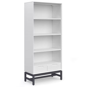 English Elm Banting Mid Century Modern Bookcase - White, Stylish Storage With Adjustable Shelves & Drawers B136P158468