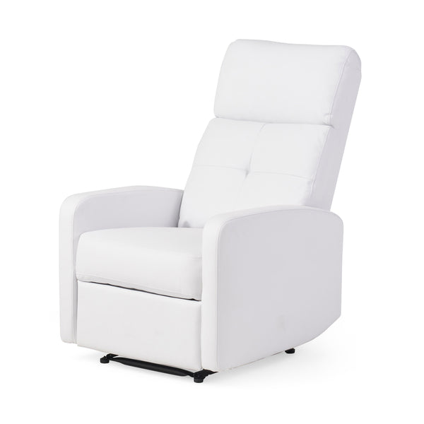 English Elm Christopher Knight Home® - RECLINER Plush PU Upholstered Push-Back Recliner with Contemporary Minimalist Design and Comfort White 57575.00WHI