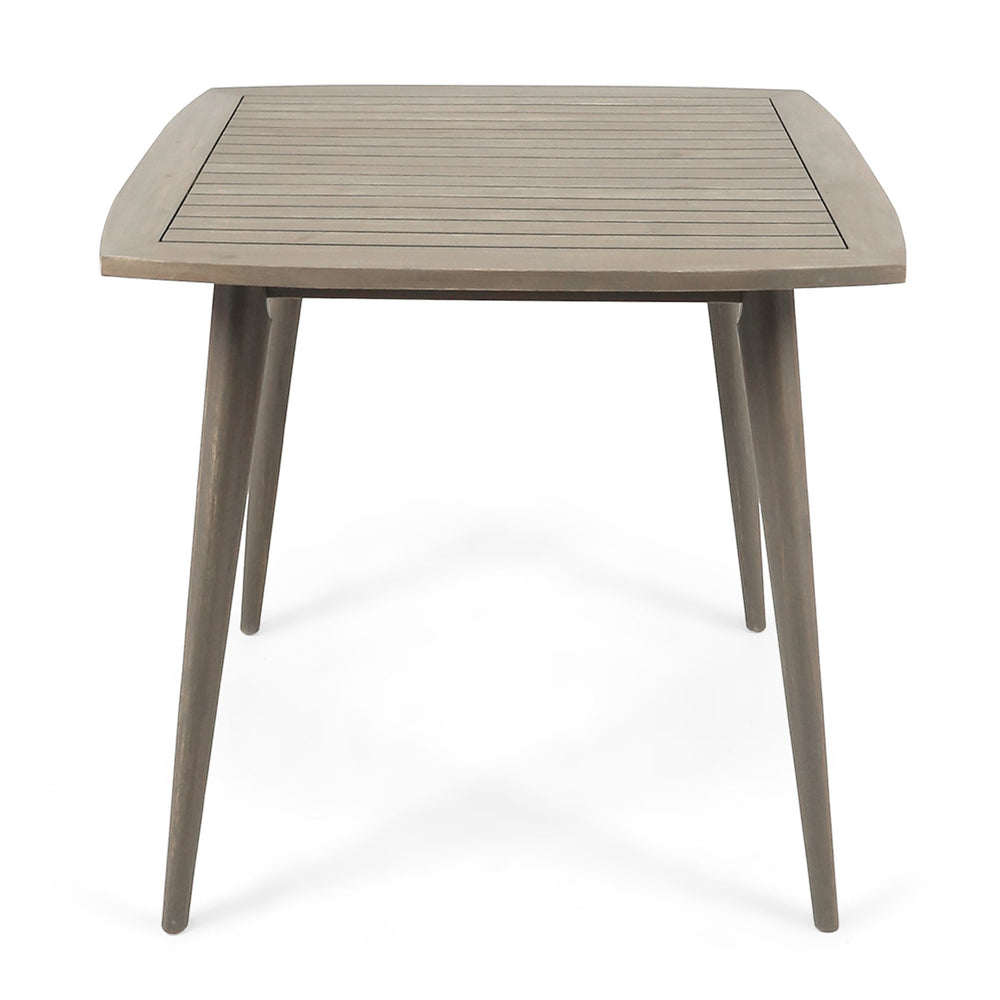 English Elm Indoor Solid Acacia Square Dining Table Mid-century Tapered Legs Teak Finish 63258.00GRY