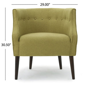English Elm Club Chair Barrel Silhouette Button Tufted Fabric Accent Seat with Tapered Birch Legs 60007.00TEL