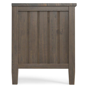 English Elm Lev Solid Wood Low TV Stand Smoky Brown – Hand-Finished Grain, 3 Drawers, Open Shelves, Cord Management, Fits 60" TVs B136P158822