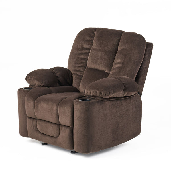 English Elm Christopher Knight Home® - Luxurious Manual Recliner Chair with Skin-Friendly Fabric, Dual Cup Holders, Ergonomic Padded Comfort Chocolate 57578.00CHO