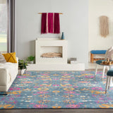 Nourison Passion PSN01 Machine Made Power-loomed No Border Indoor Only Bohemian Transitional Rug Denim, Denim 100% Polypropylene 99446002730