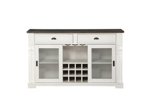English Elm Steve Silver - Joanna Two-Tone Server with Wine Rack & Sliding Glass Doors, Farmhouse Acacia Wood Storage, 62.75" B081P157291