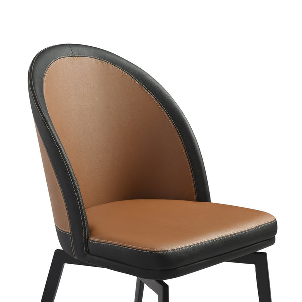 English Elm Abel Swivel Faux Leather Dining Chair Set Contoured Back Industrial Modern Style B2736P464804