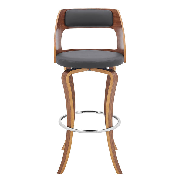English Elm Fiera 29" Swivel Bar Stool in Gray Faux Leather with Walnut Legs — Ergonomic, Stable, 250 lb Capacity B2736P268541